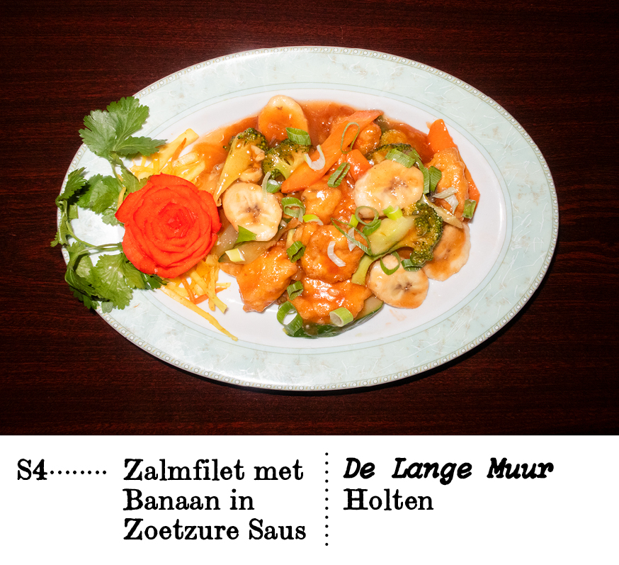 Nr. S4Zalmfilet met Banaan in Zoetzure Saus De Lange Muur,Holten
